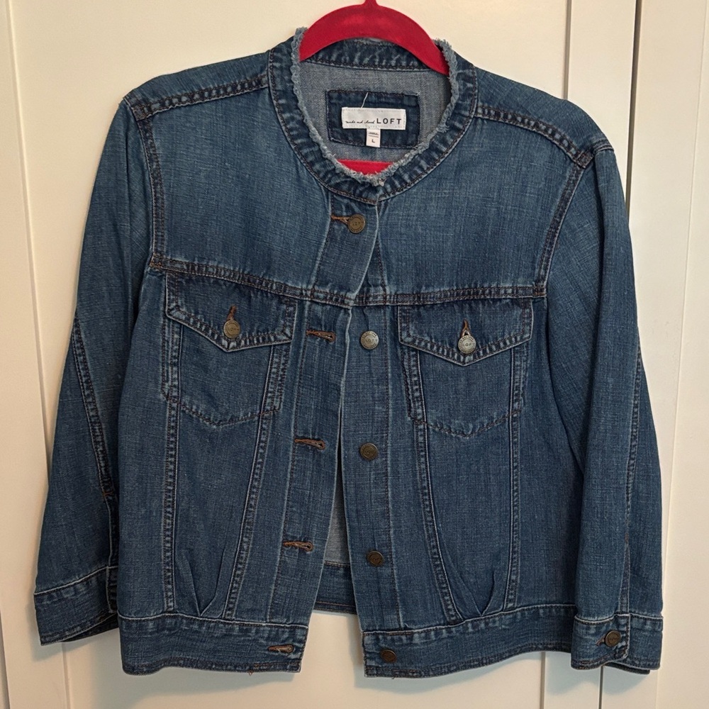 LOFT Blue Denim Jacket with Button Detail